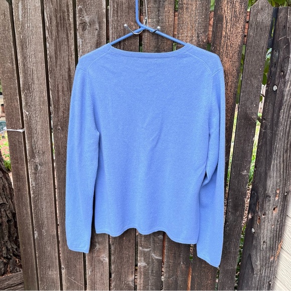 Just Cashmere By Forte Crewneck 100% Cashmere Sweater In Light Blue Sz XL - Picture 6 of 10